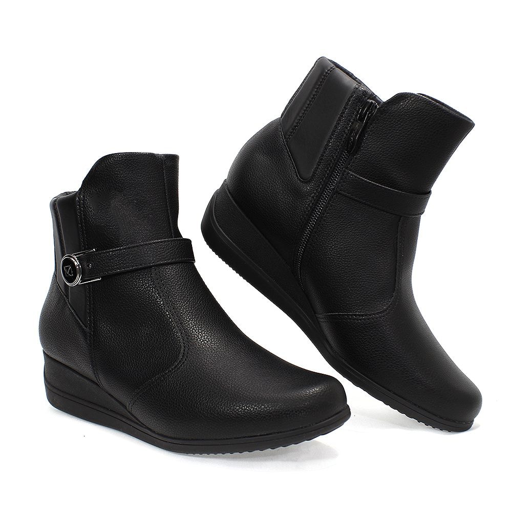 bota piccadilly anabela cano curto preta
