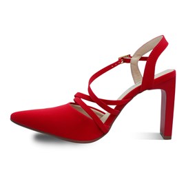 Sapato Bebecê Chanel Nobuck Versalhes Feminino Vermelho