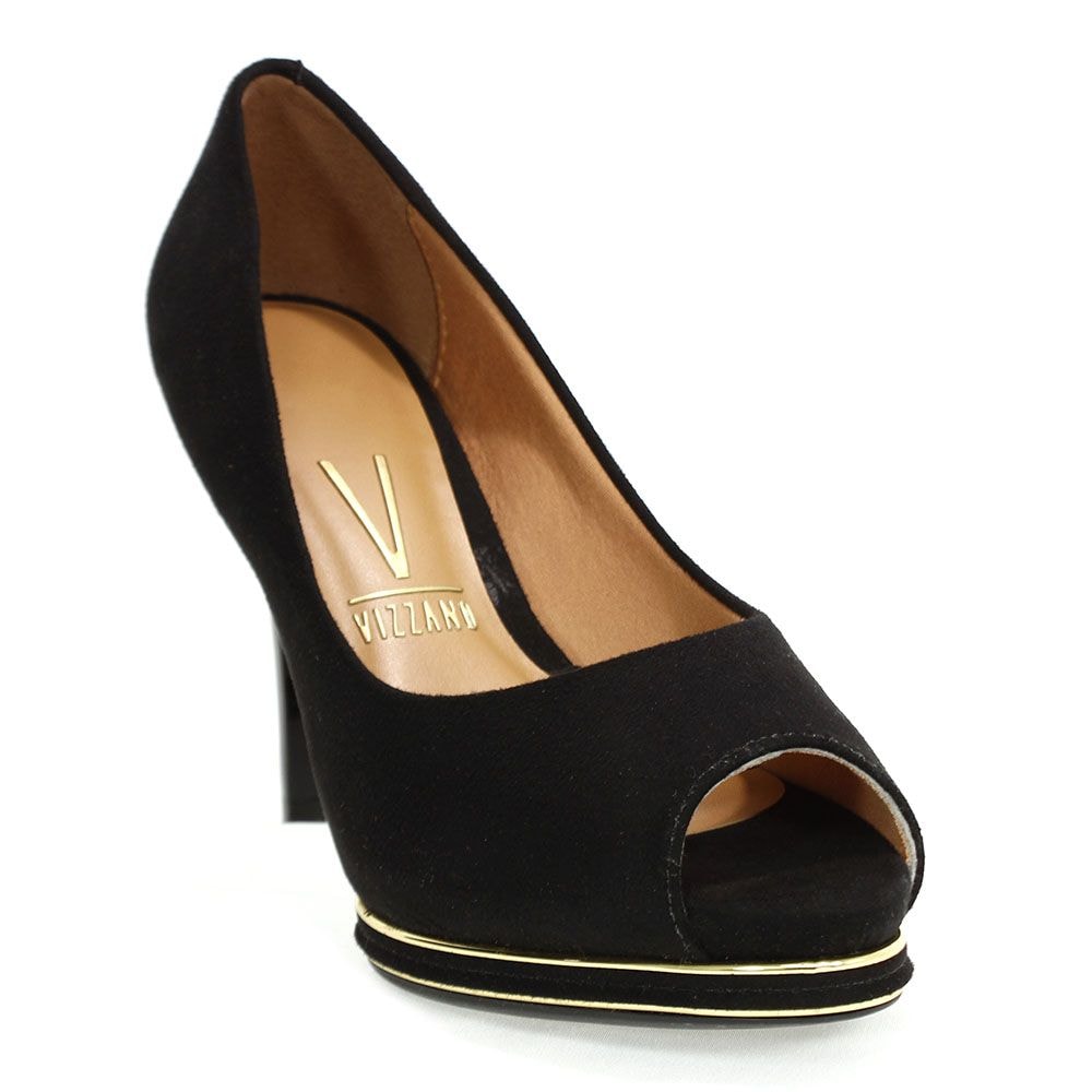 peep toe vizzano preto camurça