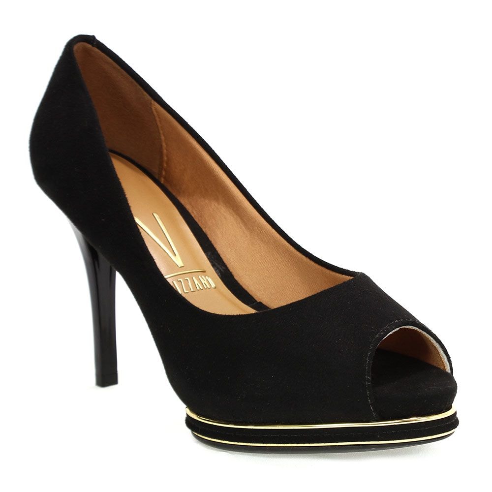 peep toe vizzano camurça preto